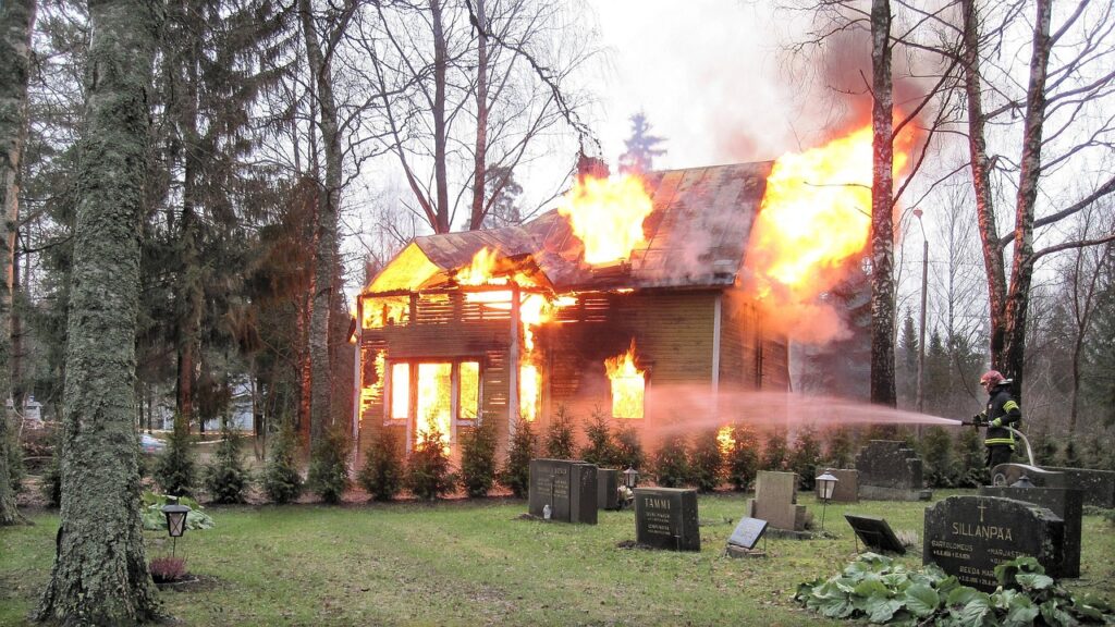 fire, the house is on fire, cemetery, tombstone, house fire, flame, house fire, house fire, house fire, house fire, house fire